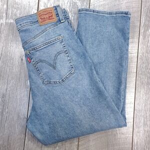 Levis Womens Ribcage Straight Ankle Jeans Size 32 Light Blue Denim Pants